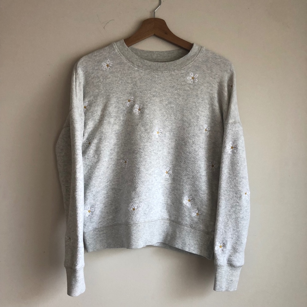 Madewell Daisy Embroidered Mainstay Sweatshirt Small